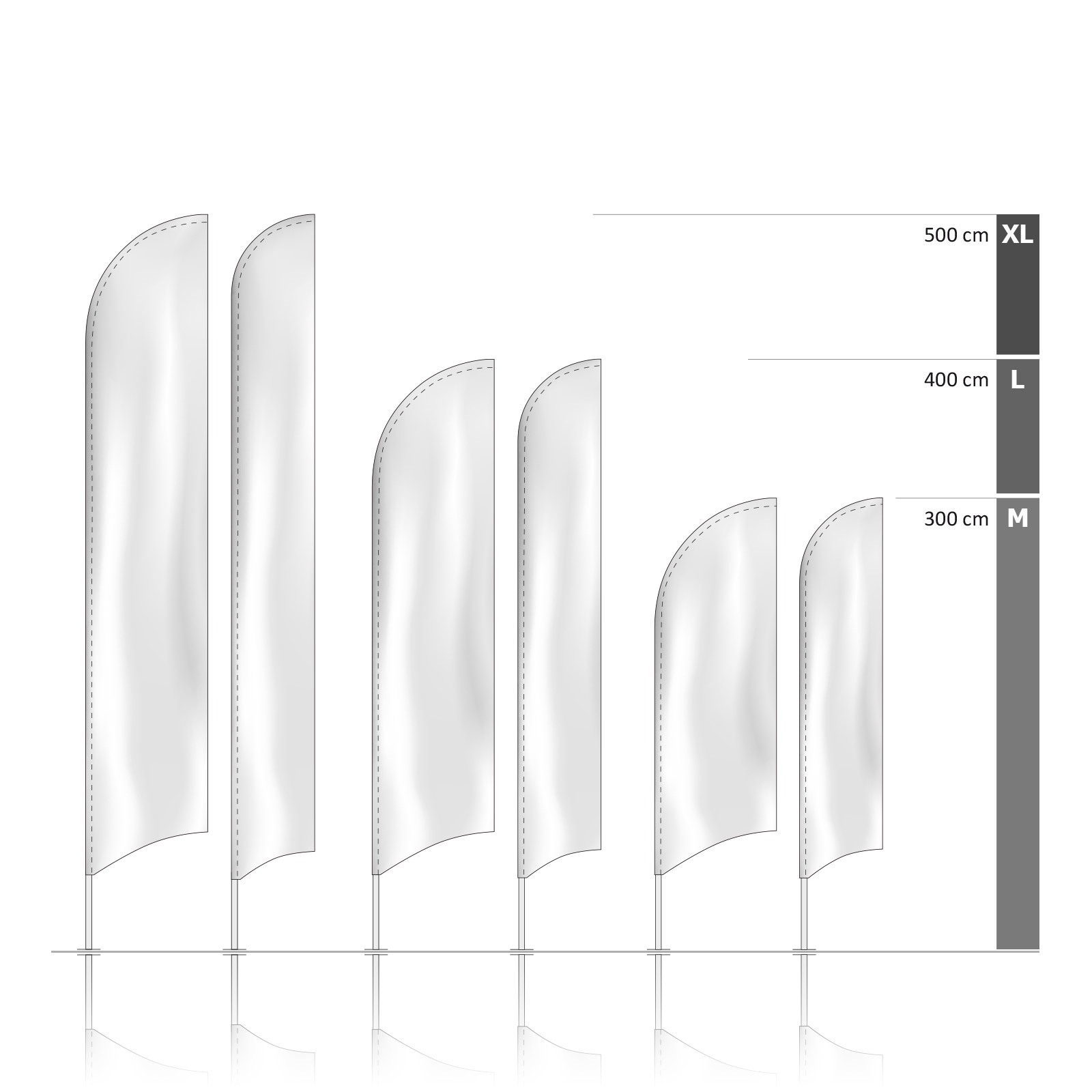 Bowflag® Select Tube concave lower edge, system heights