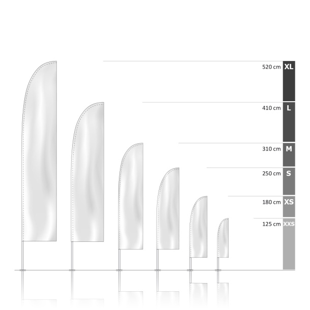 Bowflag® Basic straight lower edge, system heights - printed hemstitch