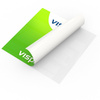 white film: front side with design, unprinted areas and back side white