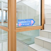 Adhesive foil as an orientation aid for customers and guests