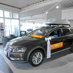 Adhesive films in landscape format, for paint-protective advertising on vehicles