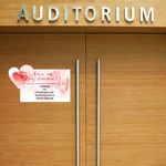 Adhesive films in freeform shape as temporary visitor notices on doors