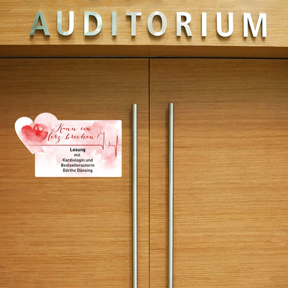 Adhesive films in freeform shape as temporary visitor notices on doors