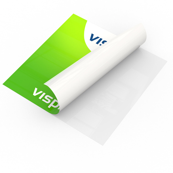 white film: front side with design, unprinted areas and back side white