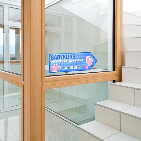 Adhesive foil as an orientation aid for customers and guests