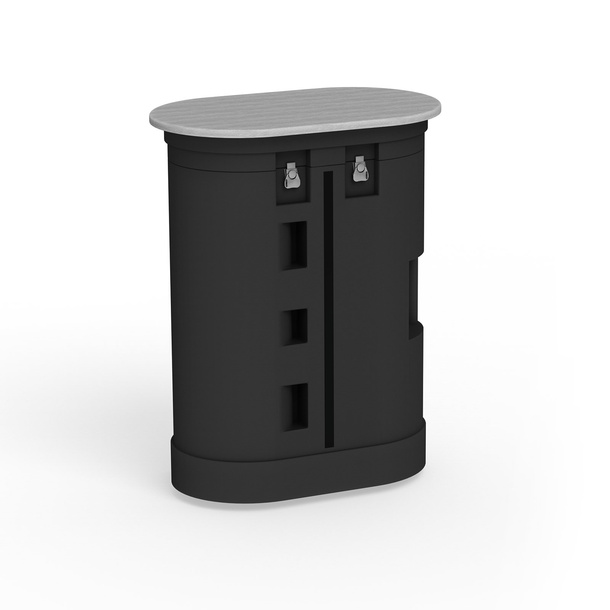 Hardcase trolley with tabletop in silver gray