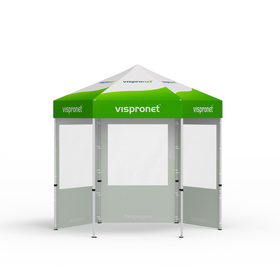 Folding tent including 3 walls with panoramic window