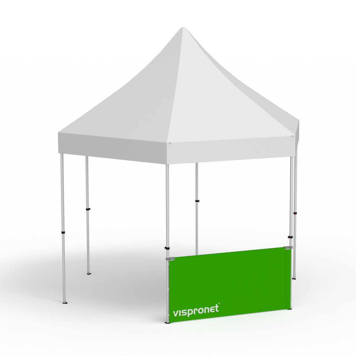 Folding Pavilion Select Hexagon, example with 1 half-height wall 2 m