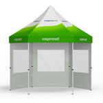 Folding tent including 3 walls with a panoramic window