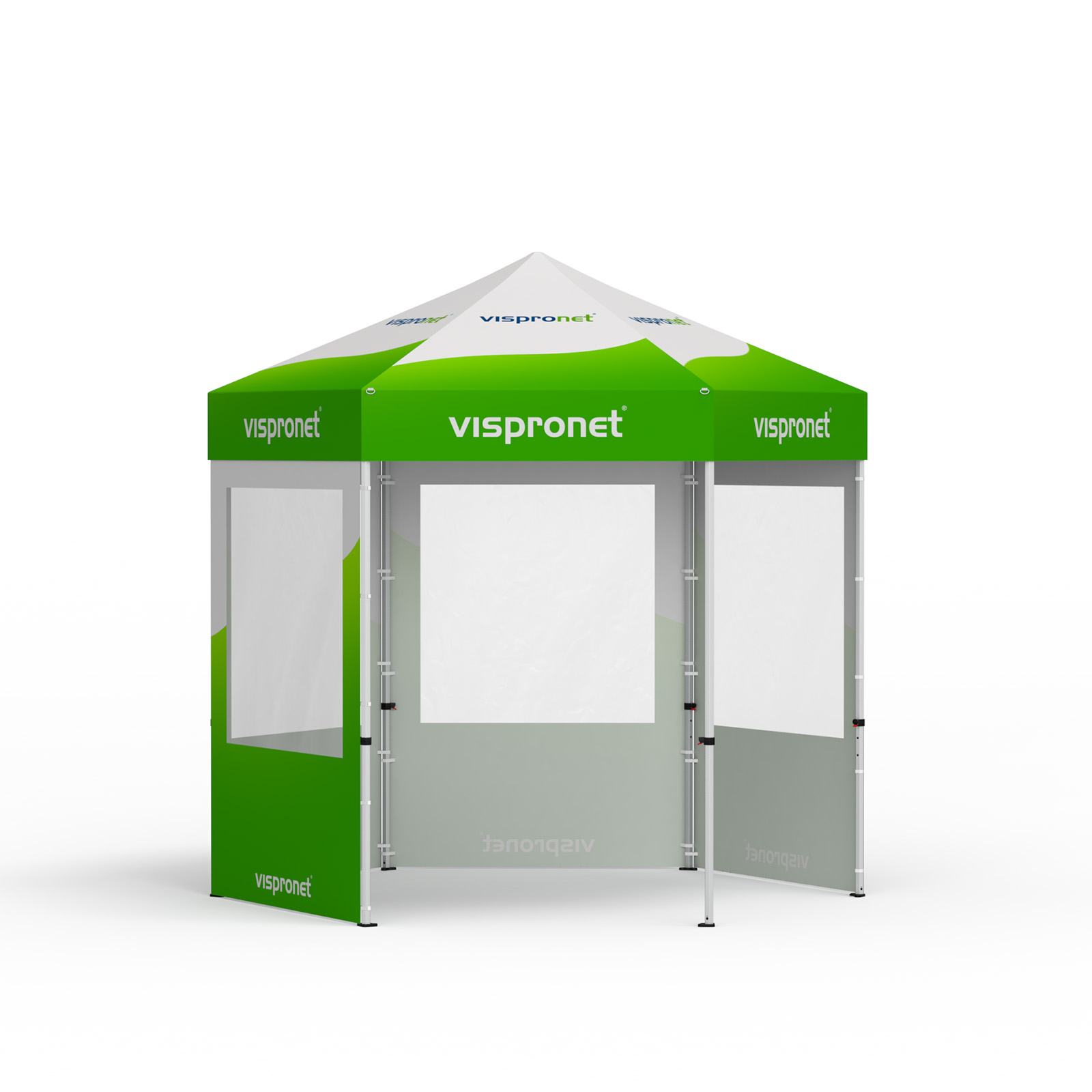 Folding tent including 4 walls with panoramic window