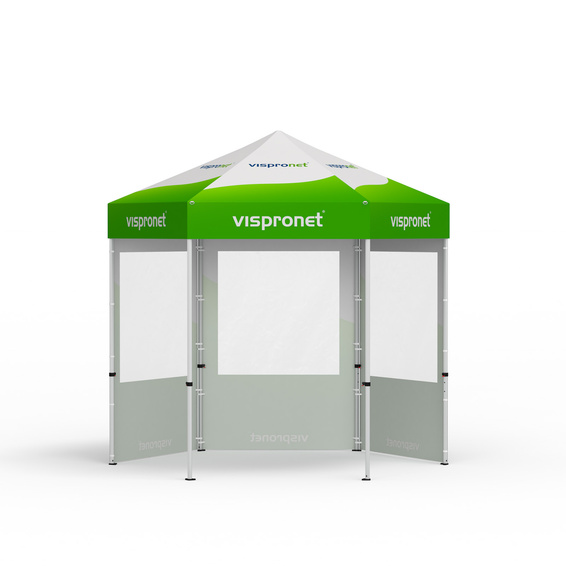 Folding tent including 3 walls with panoramic window