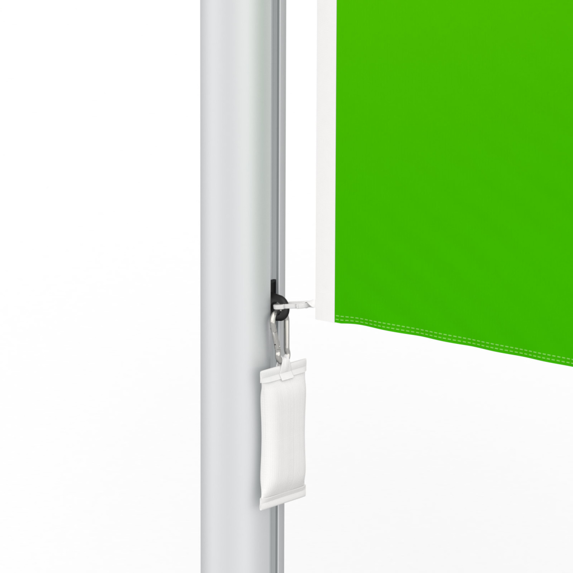 Hoist flag for presenter with climbing stop weight