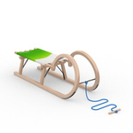 Classic horn sledge with blue pull rope with wooden knob (optional accessory)