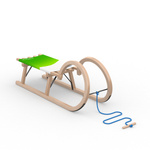 Classic horn sledge with blue pull rope and wooden handle (optional accessory)