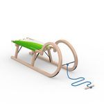 Classic horn sledge with blue pull rope with wooden knob (optional accessory)
