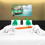 Textile posters as stylish wall decoration in hotel rooms