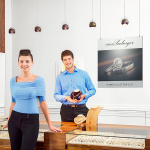 Free-hanging aluminium composite panel as company and campaign advertising