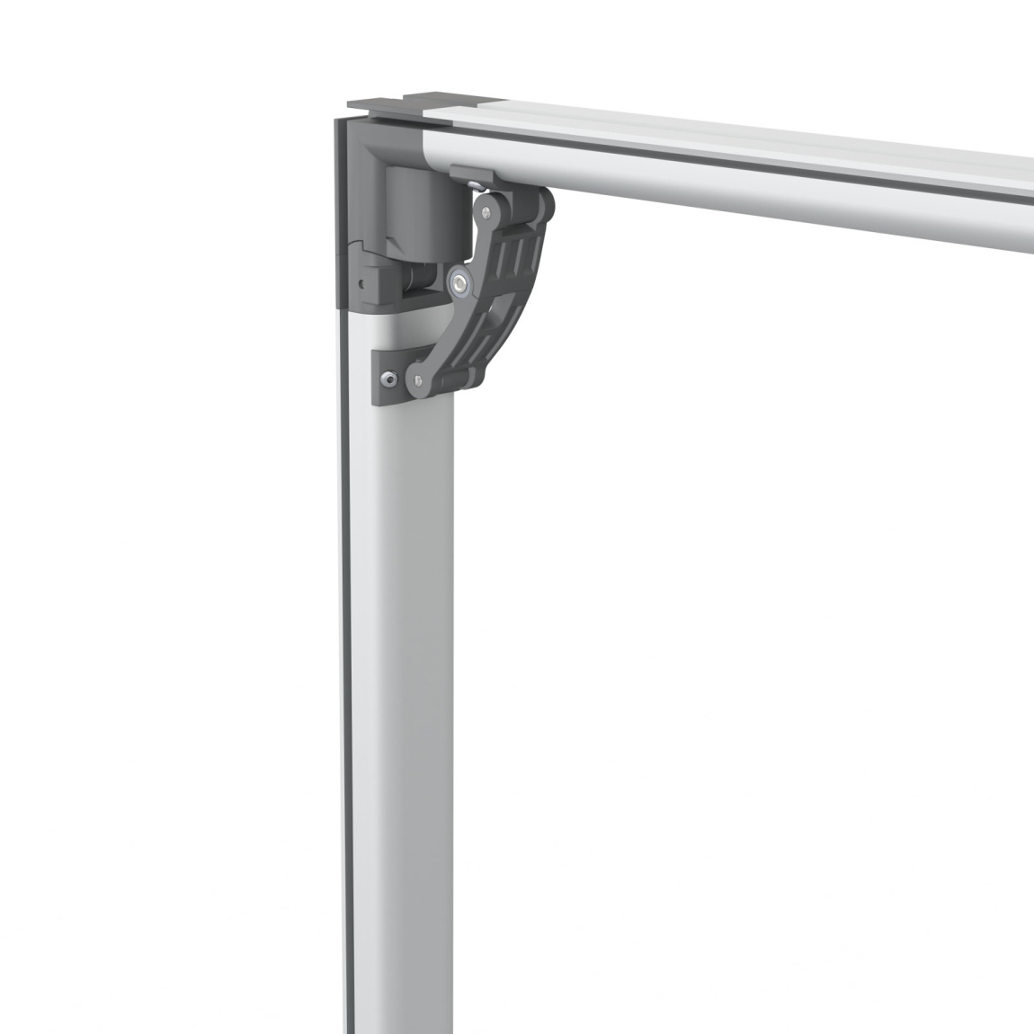 Flexible keder frame, detail: top corner