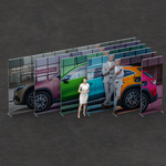 Flexible keder frame as exhibition wall