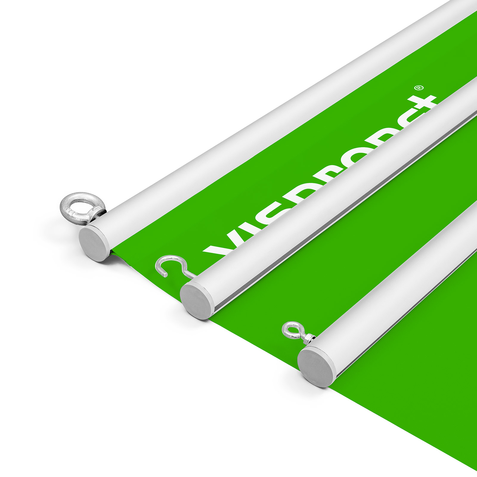Fabric Banner XL: Bead Profile ø 30 mm with Eyelets, Hooks, and Ring Screws