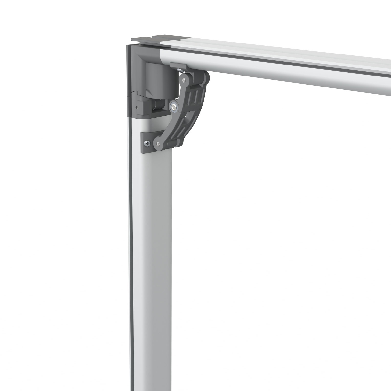 Flexible keder frame, detail: top corner