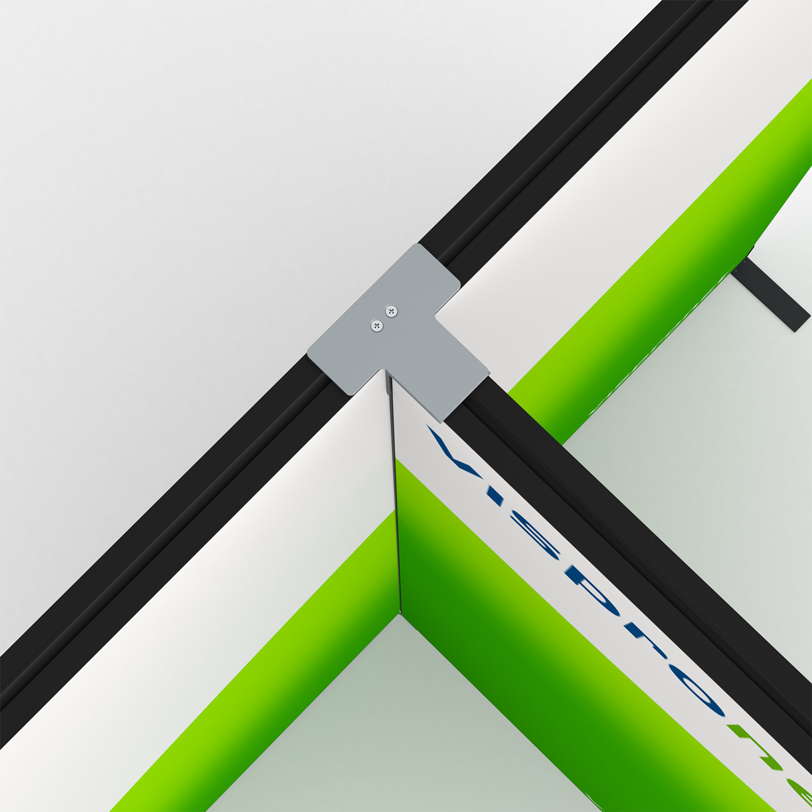Flexible keder frame, detail: frame connection