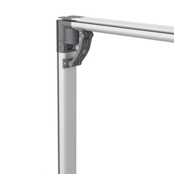 Flexible keder frame, detail: top corner