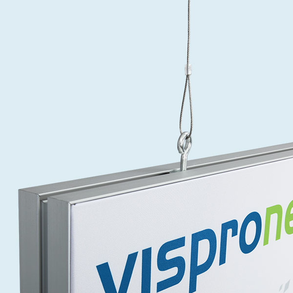 Detail: Suspension with eye bolt and stainless steel cable