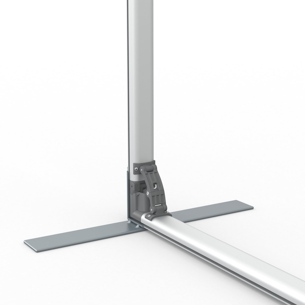 Flexible keder frame, detail: corner foot
