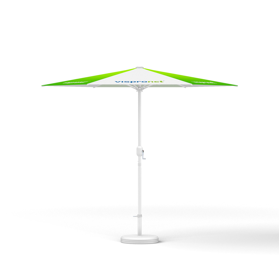 Small umbrella with crank ø 250 cm, without valance, white frame