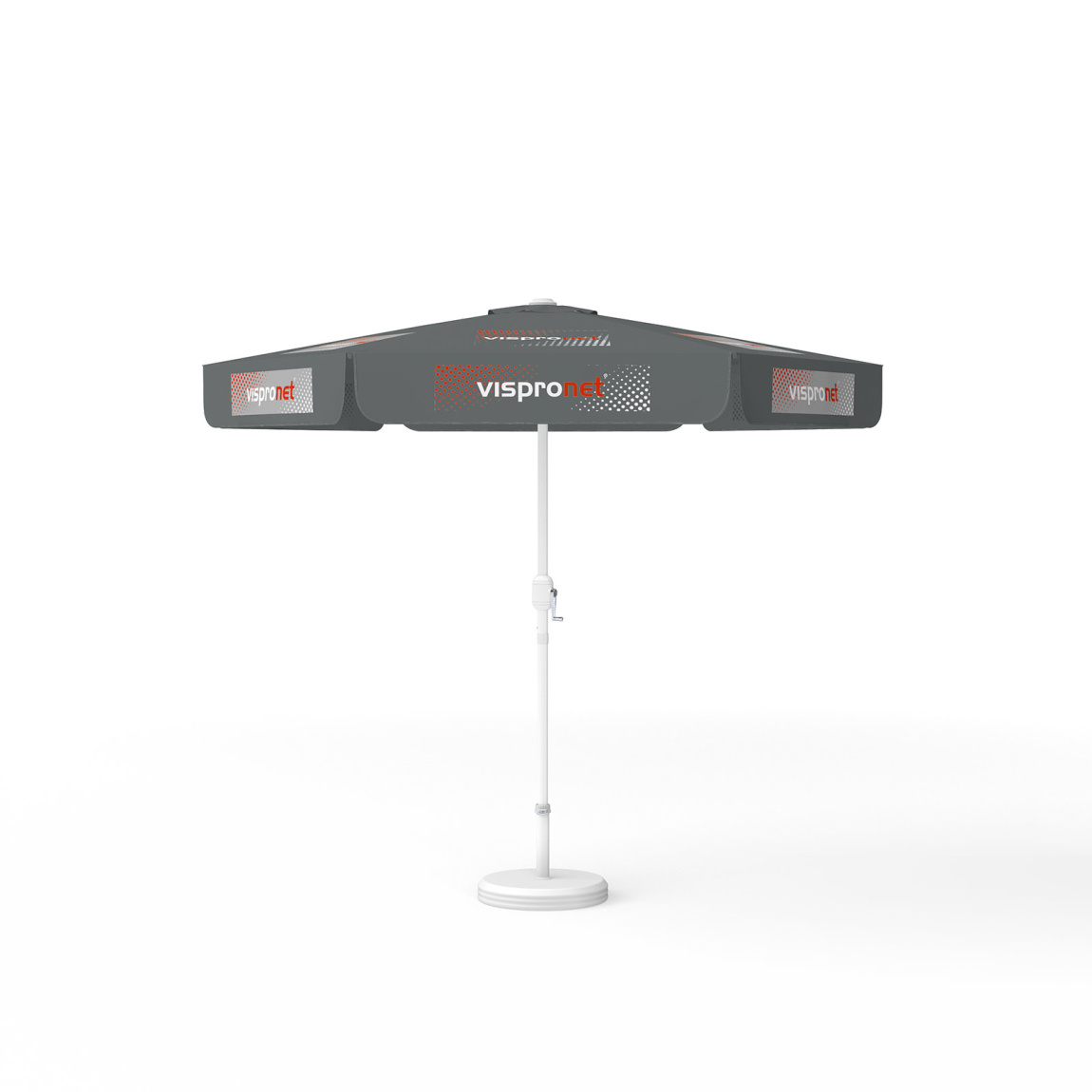 Parasol with logo print, Ø 250 cm, 6 segments alternately printed with 2 different designs