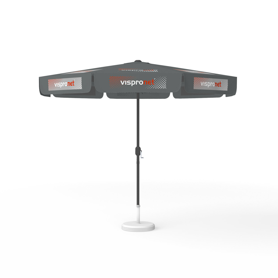 Parasol with logo print, Ø 300 cm, 8 segments printed alternately with 2 designs