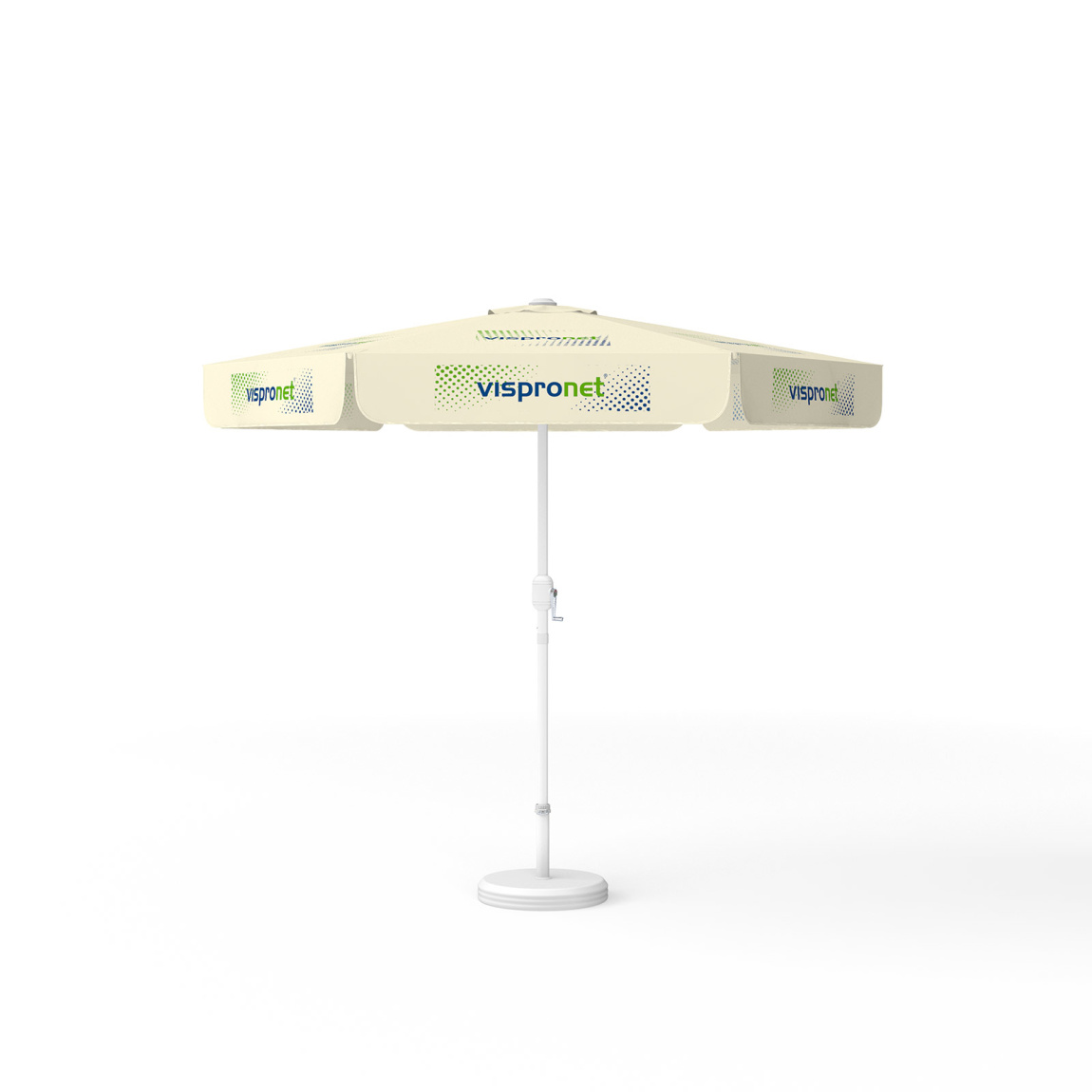 Parasol with logo print, Ø 250 cm, all 6 segments printed with the same design