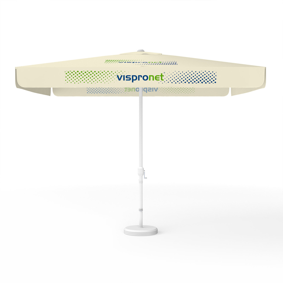 Sonnenschirm mit Logodruck, 300 x 300 cm, 2 Segmente bedruckt