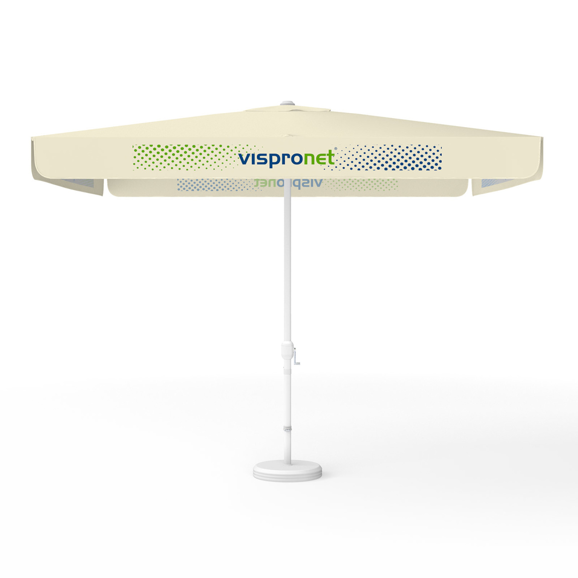 Sonnenschirm mit Logodruck, 300 x 300 cm, 4 Volants mit 2 Motiven im Wechsel bedruckt