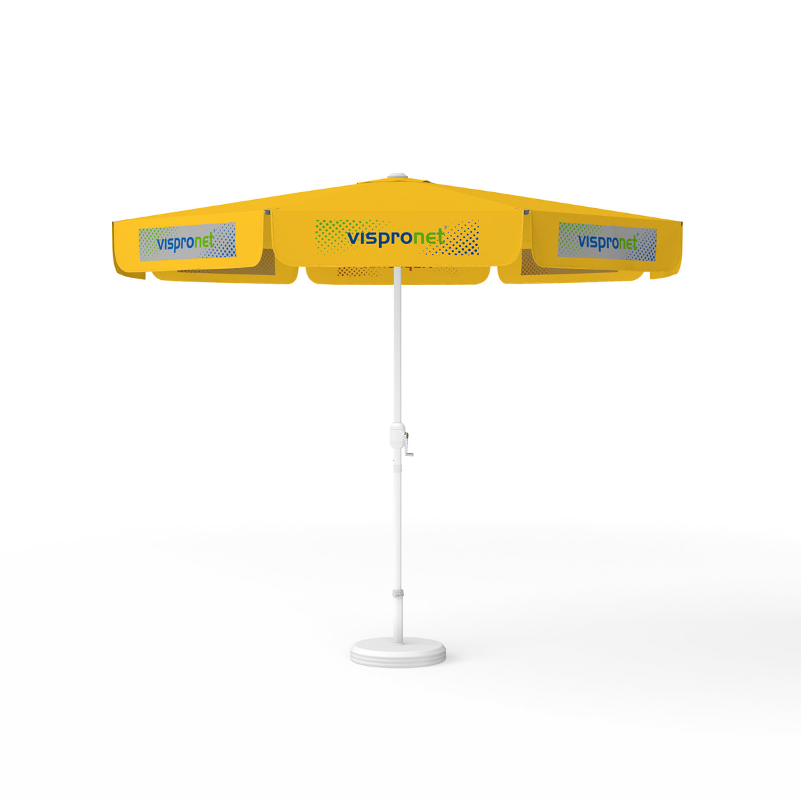 Sonnenschirm mit Logodruck, ø 300 cm, 8 Volants mit 2 Motiven im Wechsel bedruckt