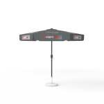 Parasol with logo print, Ø 250 cm, 6 segments alternately printed with 2 different designs