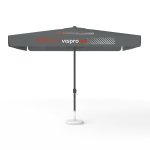 Sonnenschirm mit Logodruck, 300 x 300 cm, 4 Segmente mit 2 Motiven im Wechsel bedruckt