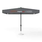 Sonnenschirm mit Logodruck, 300 x 300 cm, 4 Volants mit 2 Motiven im Wechsel bedruckt