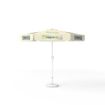 Parasol with logo print, Ø 250 cm, 6 segments alternately printed with 2 different designs