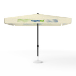 Sonnenschirm mit Logodruck, 300 x 300 cm, 4 Volants mit 2 Motiven im Wechsel bedruckt