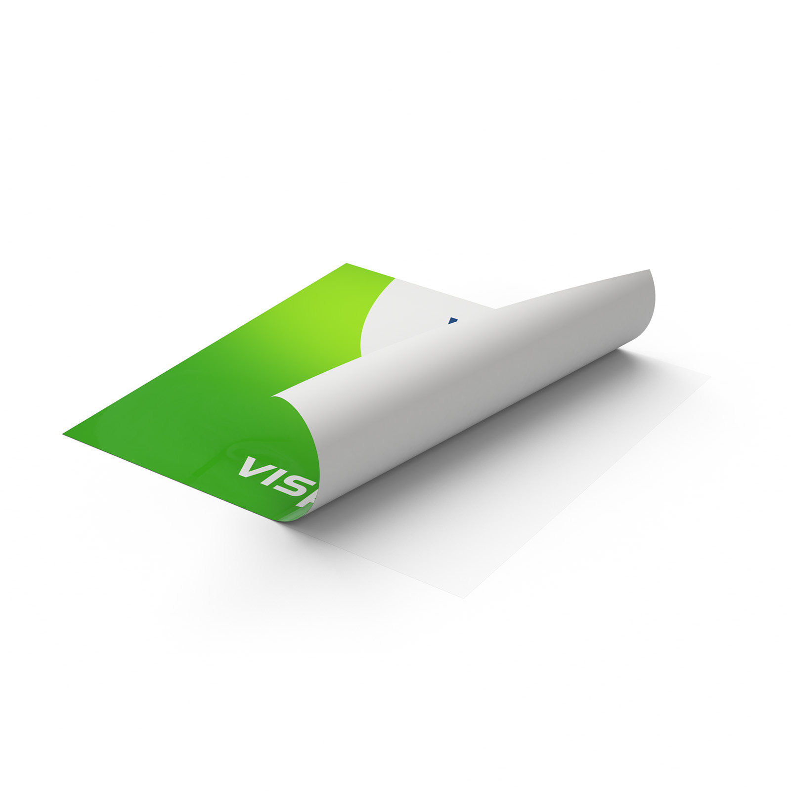 White film: printed design on the front, unprinted areas and reverse side are white