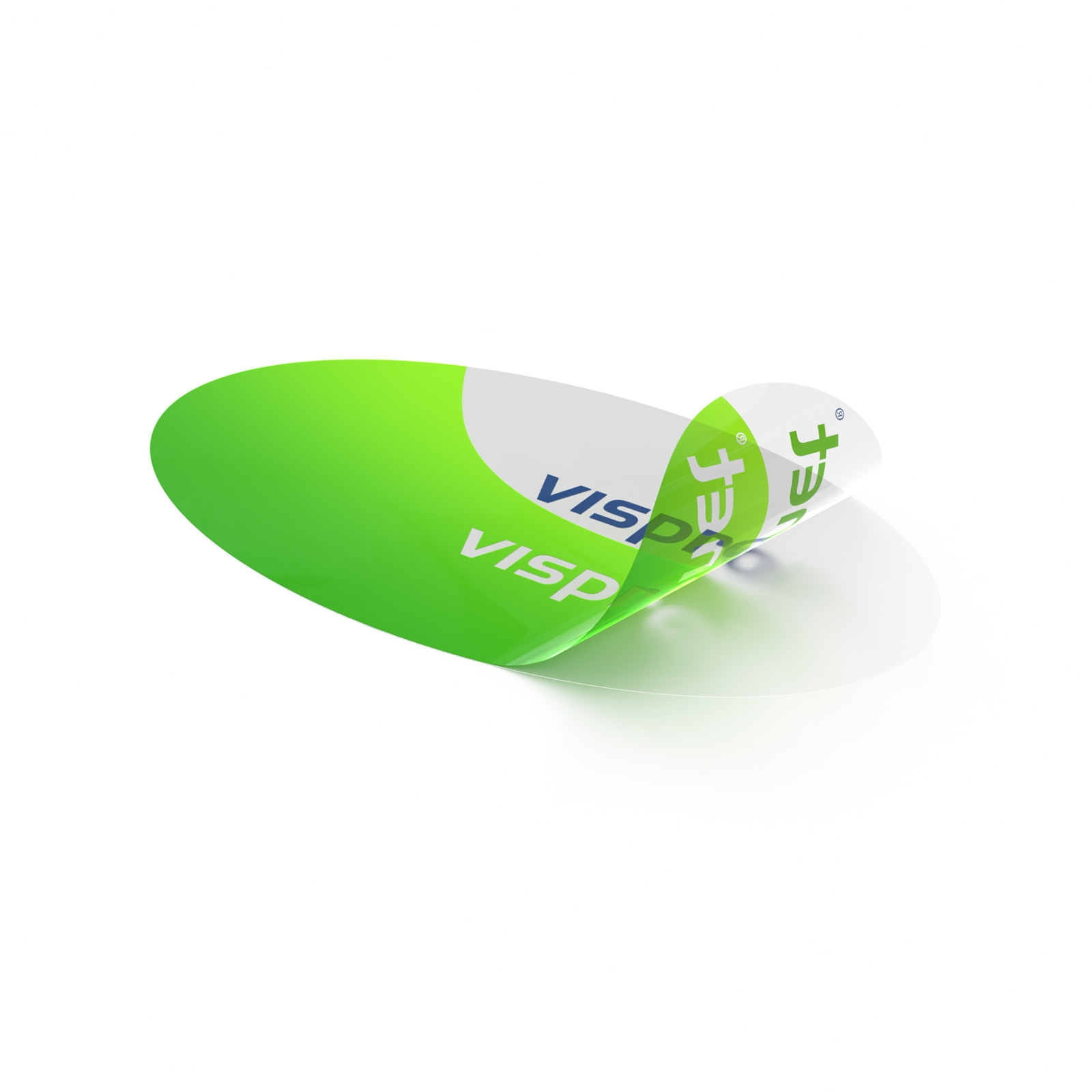 Transparent film without white ink: printed design remains translucent, unprinted areas are transparent