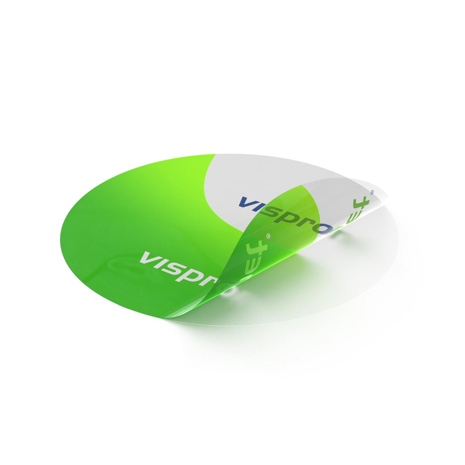 Transparent film without white ink: printed design remains translucent, unprinted areas are transparent