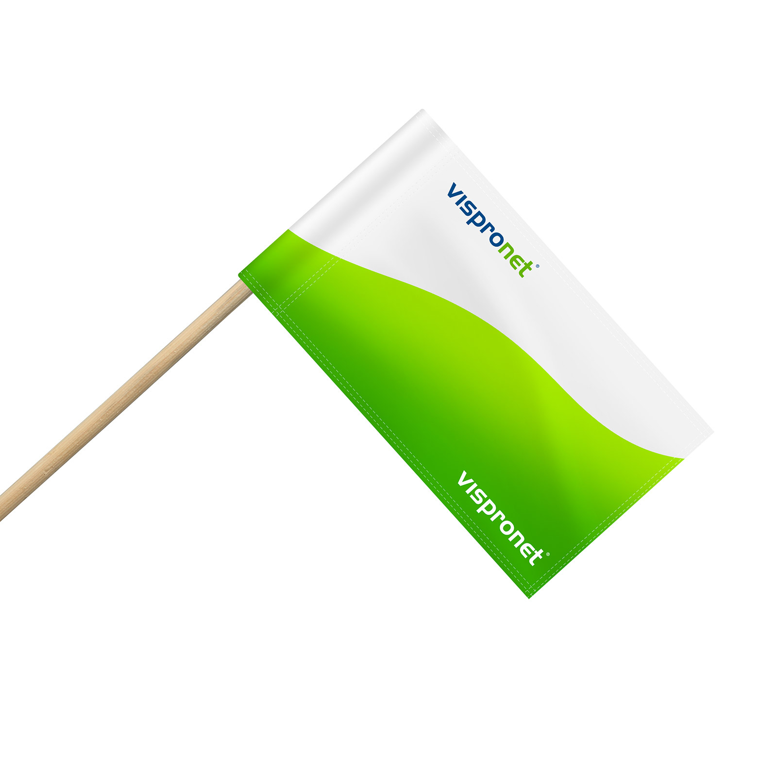 Small flag with hem and wooden pole