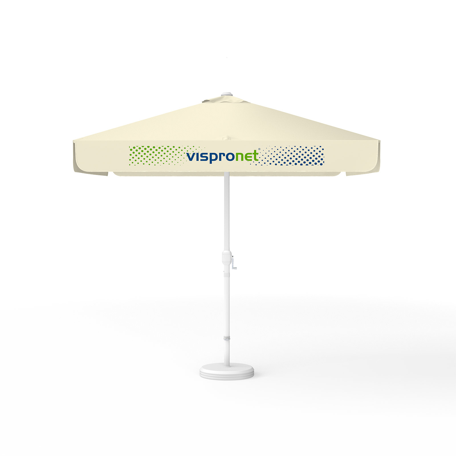 Parasol with logo print, 250 x 250 cm, all 4 valances printed with 1 design