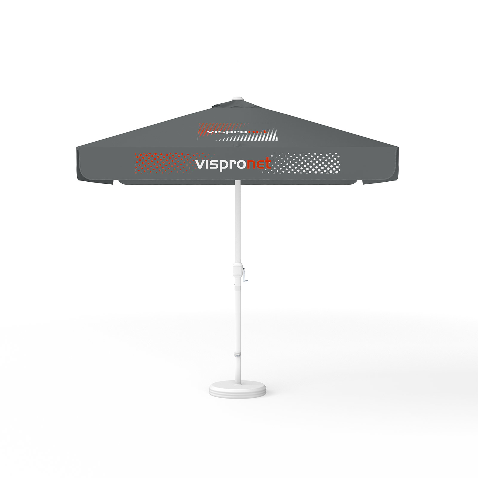 Parasol with logo print, 250 x 250 cm, 2 segments printed