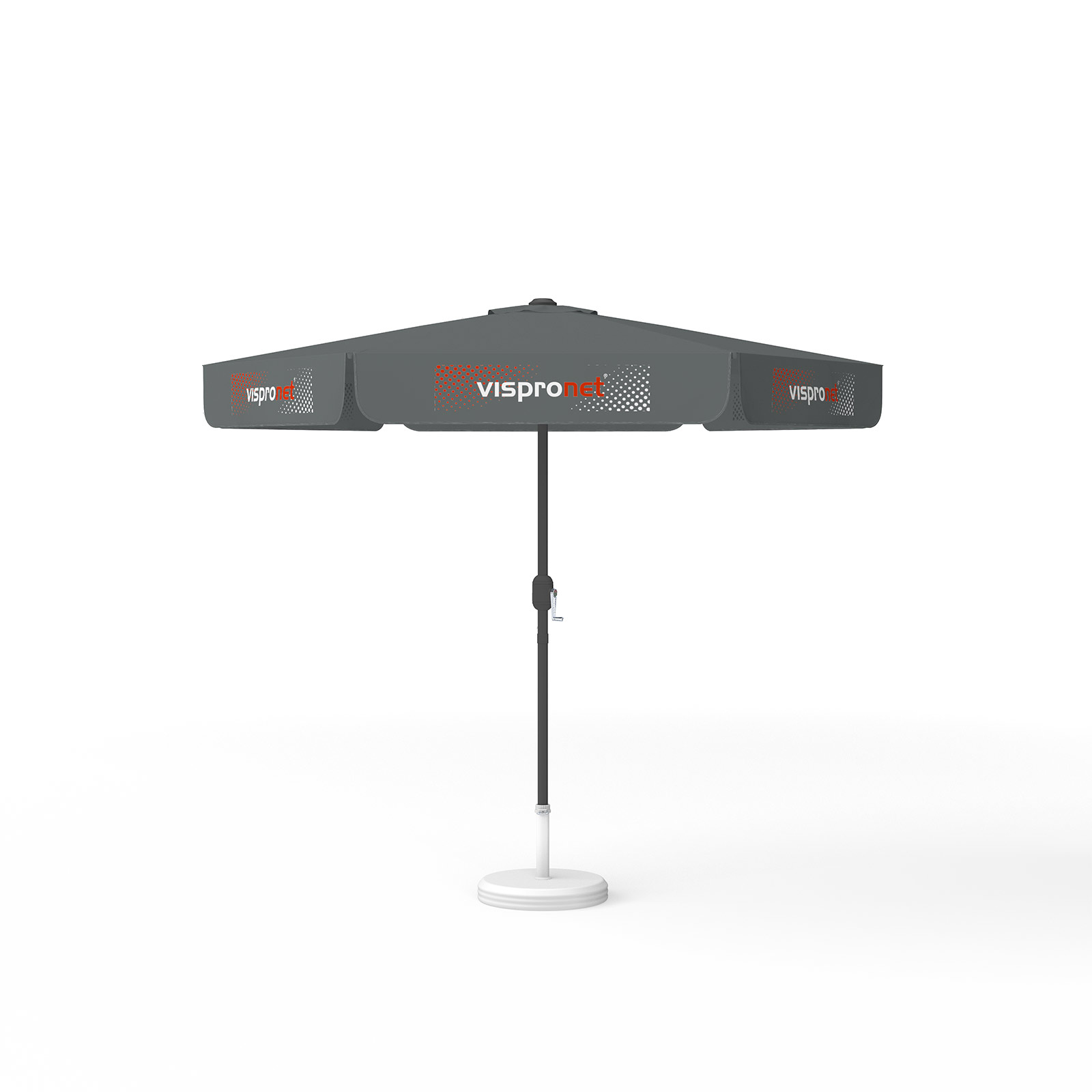 Parasol with logo print, ø 250 cm, all 6 valances printed with 1 design
