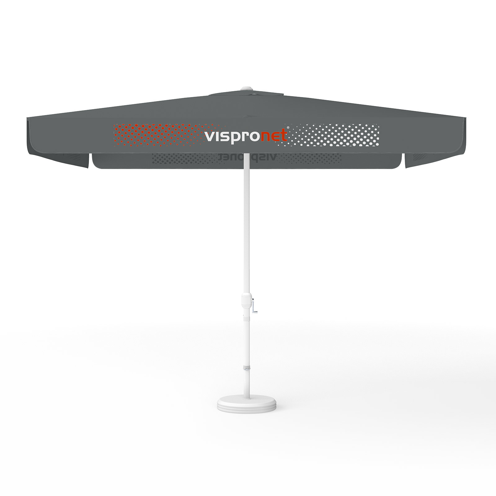Parasol with logo print, 300 x 300 cm, all 4 segments printed with the same design