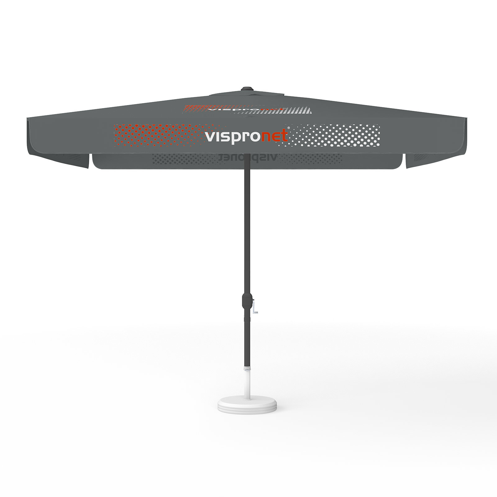 Parasol with logo print, 300 x 300 cm, all 4 segments printed with 1 design
